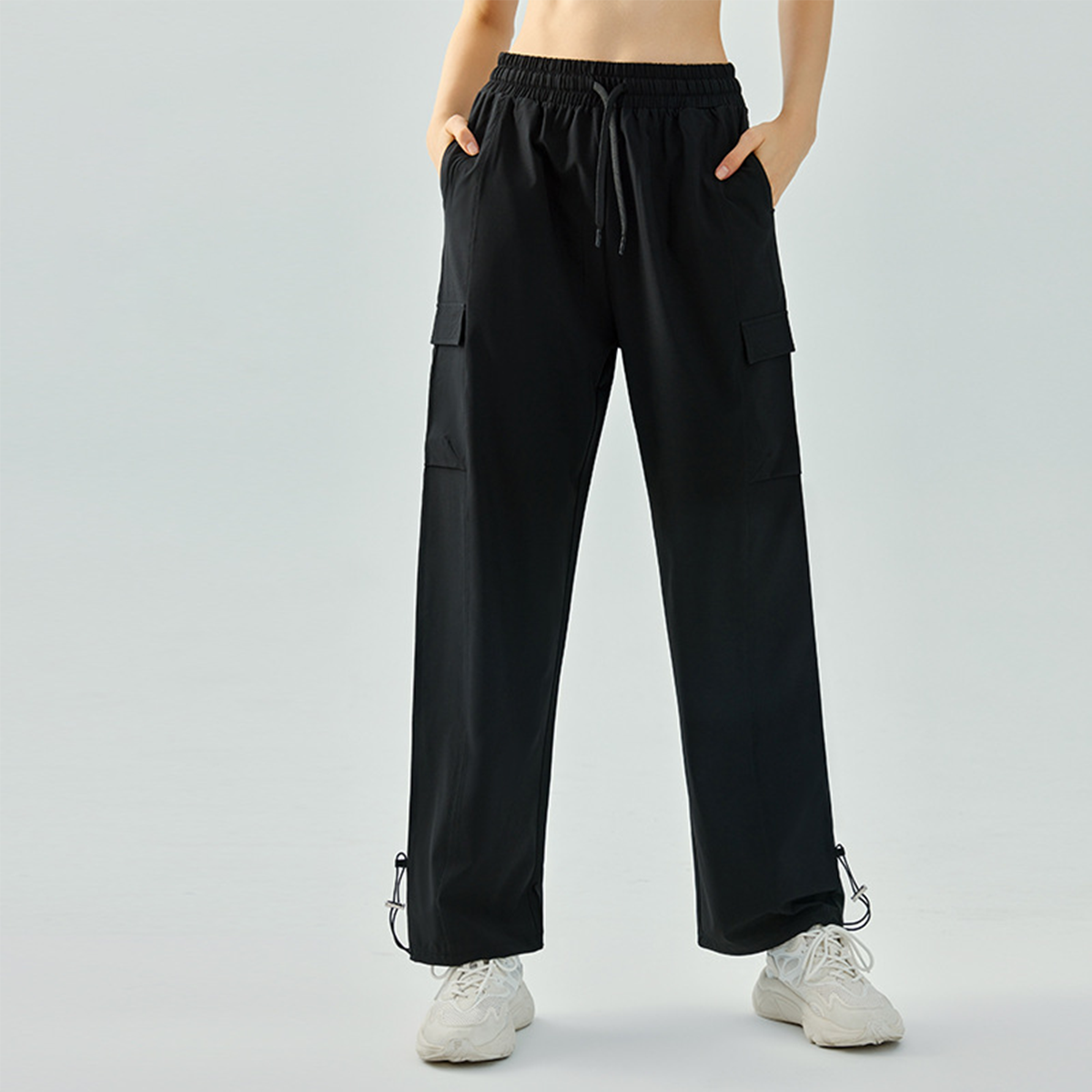 High-Waisted Drawstring Loose Sport Long Pants with Side Pockets DSP620 