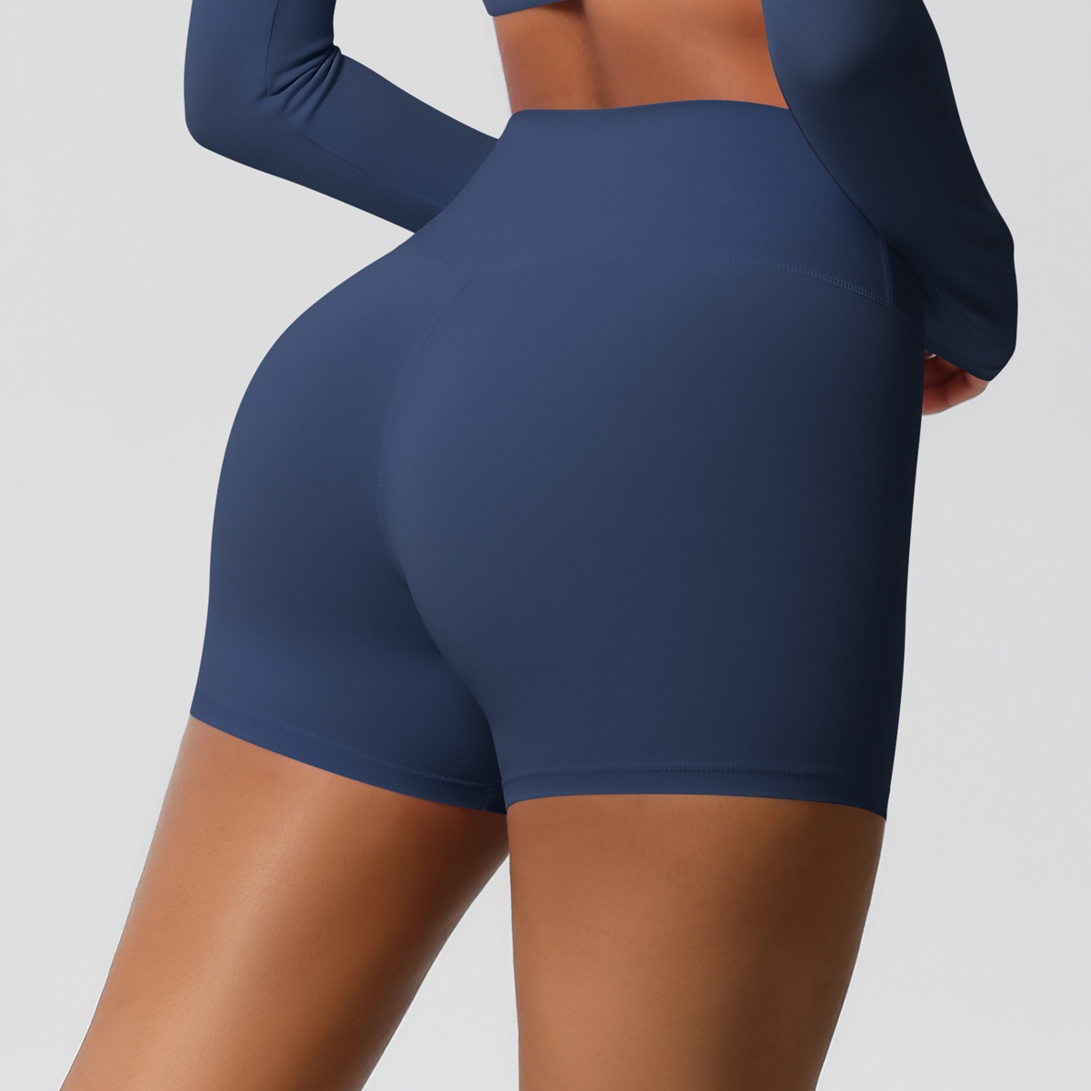 High-waisted Abdominal-control Naked-feeling Yoga Shorts  7101