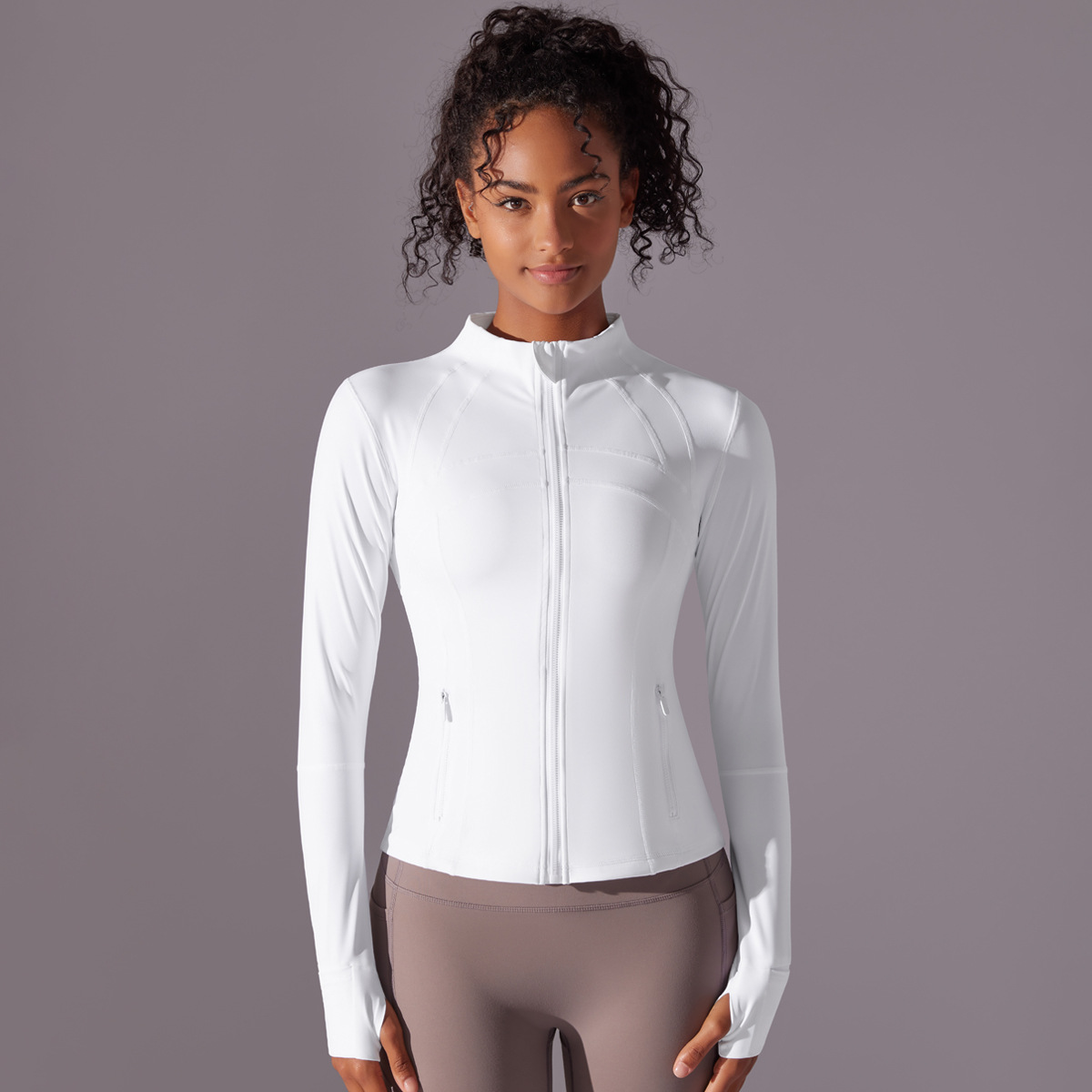 Zip-up Cardigan Slim-fit Long-sleeve Top Quick-drying Fitness Coat 7002