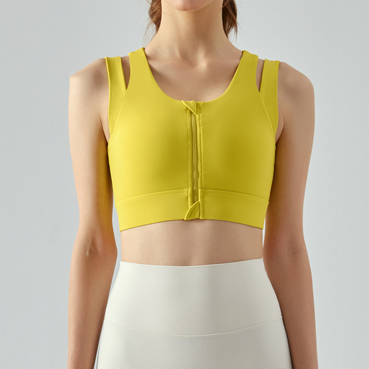 Front-Zip Fixed-Cup Breathable Sports Fitness Vest DSB477