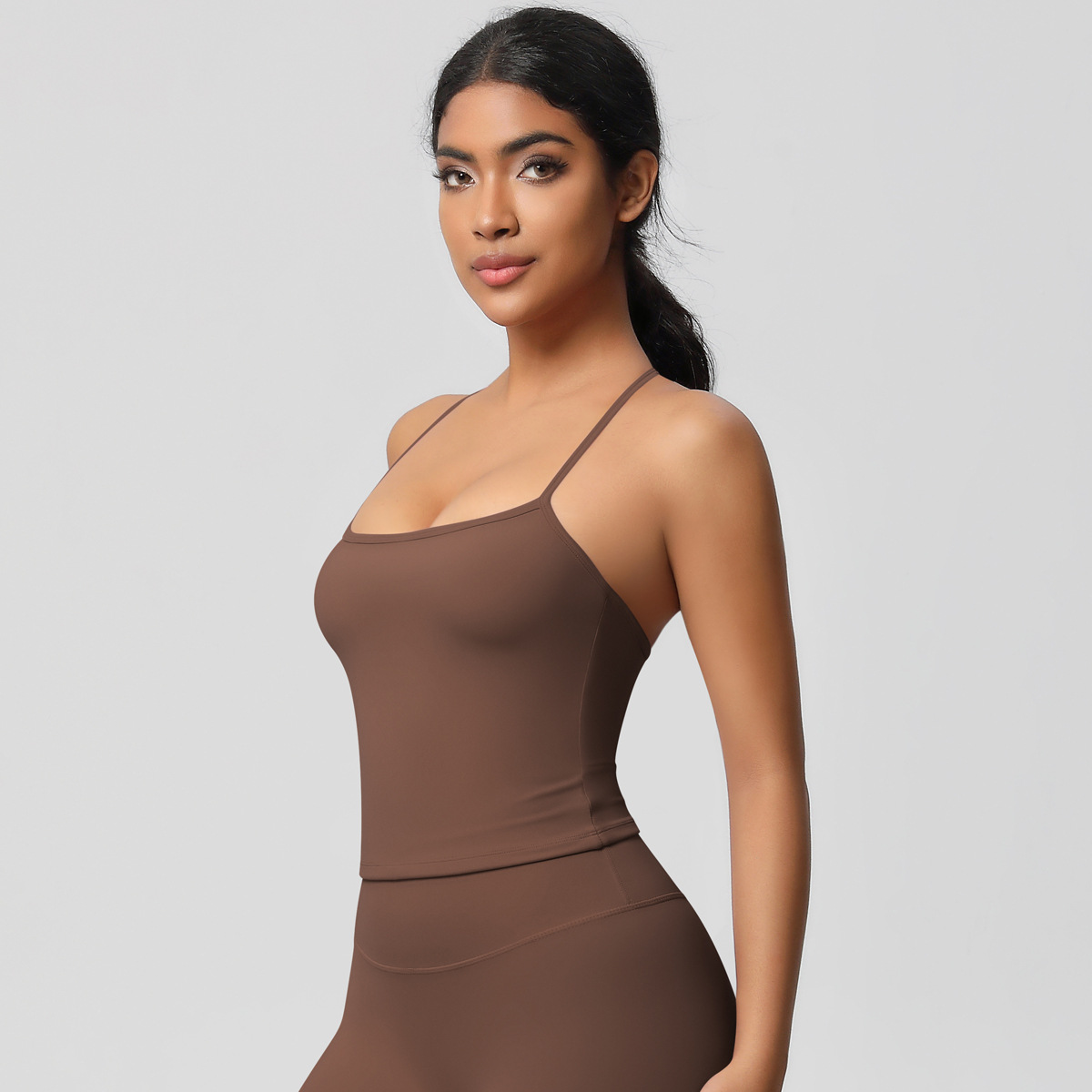 Spaghetti-strap Quick-drying Breathable Tight Top Fitness Sports Vest 7107