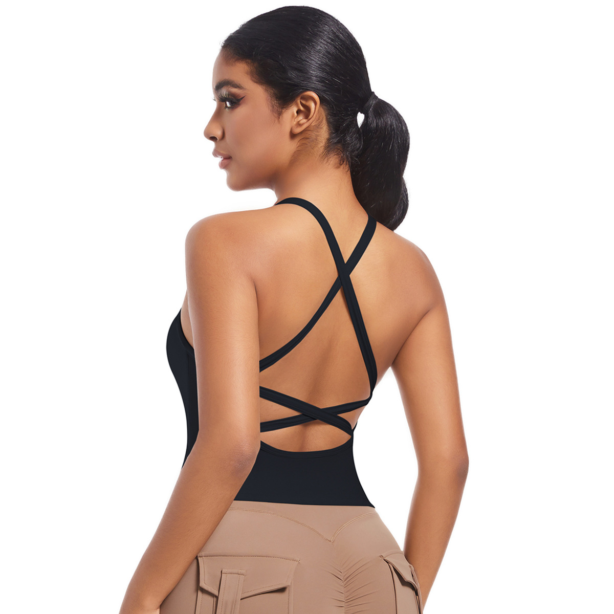 Cross Spaghetti-strap Fitness Vest for Women 7074