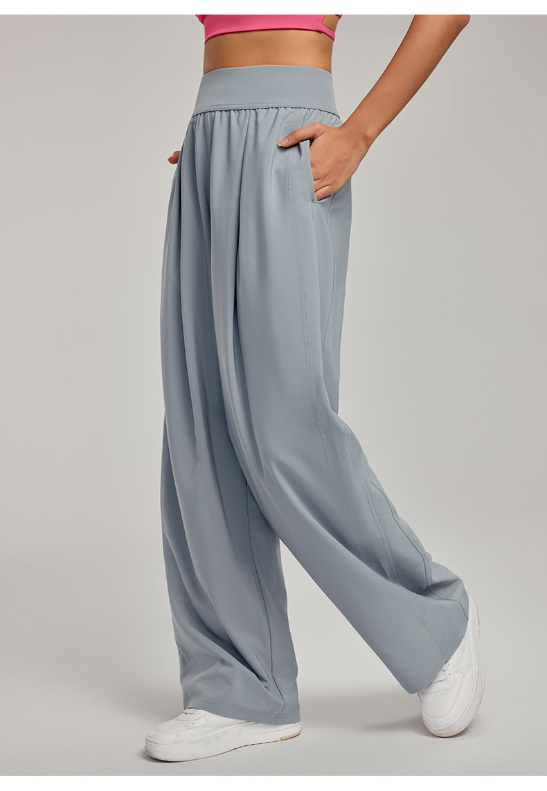 High-Waisted Elastic Waist Straight-Leg Loose and Casual Yoga Long Pants DWL115016