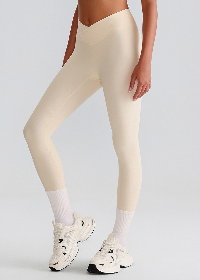 V - waist Ribbed Cross Leggings SKL-LQ6001