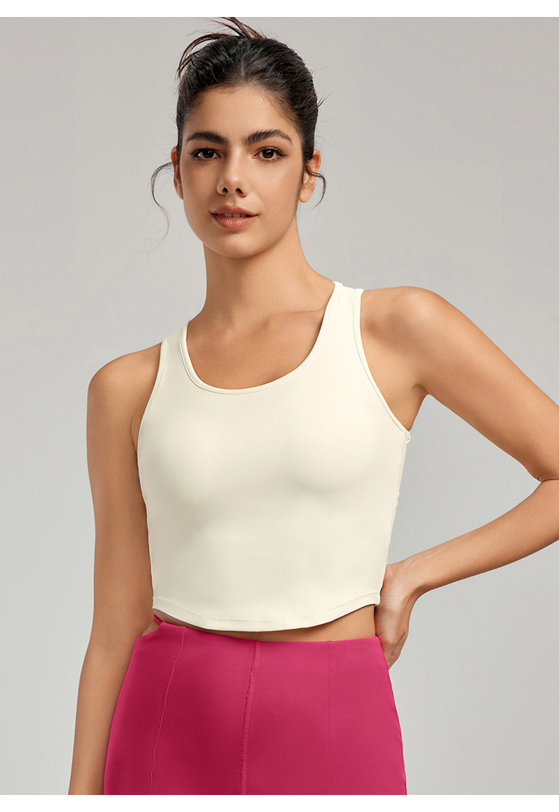  Double Twist Knots at Back Waist Built - in Bra Pads Yoga Vest DWB115042