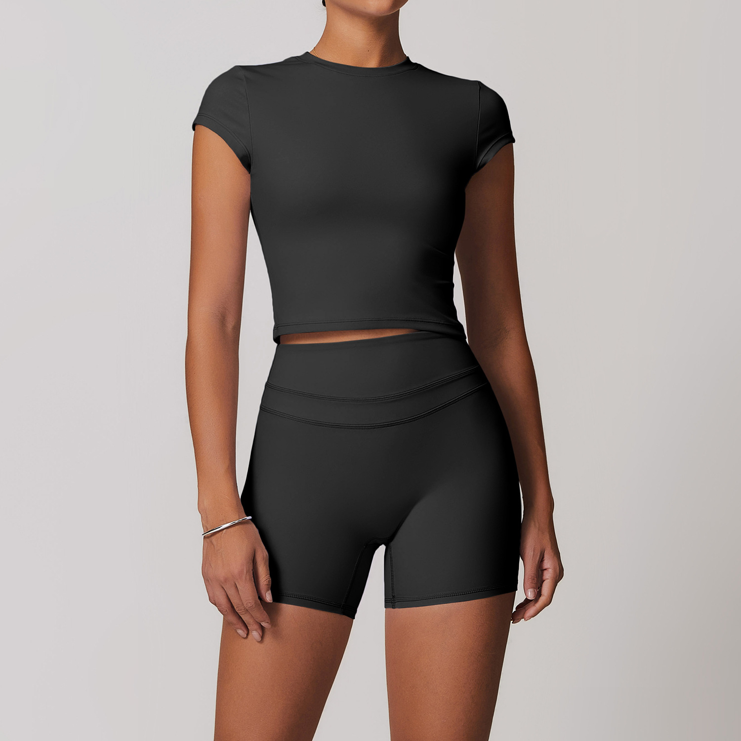 Backless Yoga Suit Women's Compression Sports T-shirt and Leggings Set for Gym 8863
