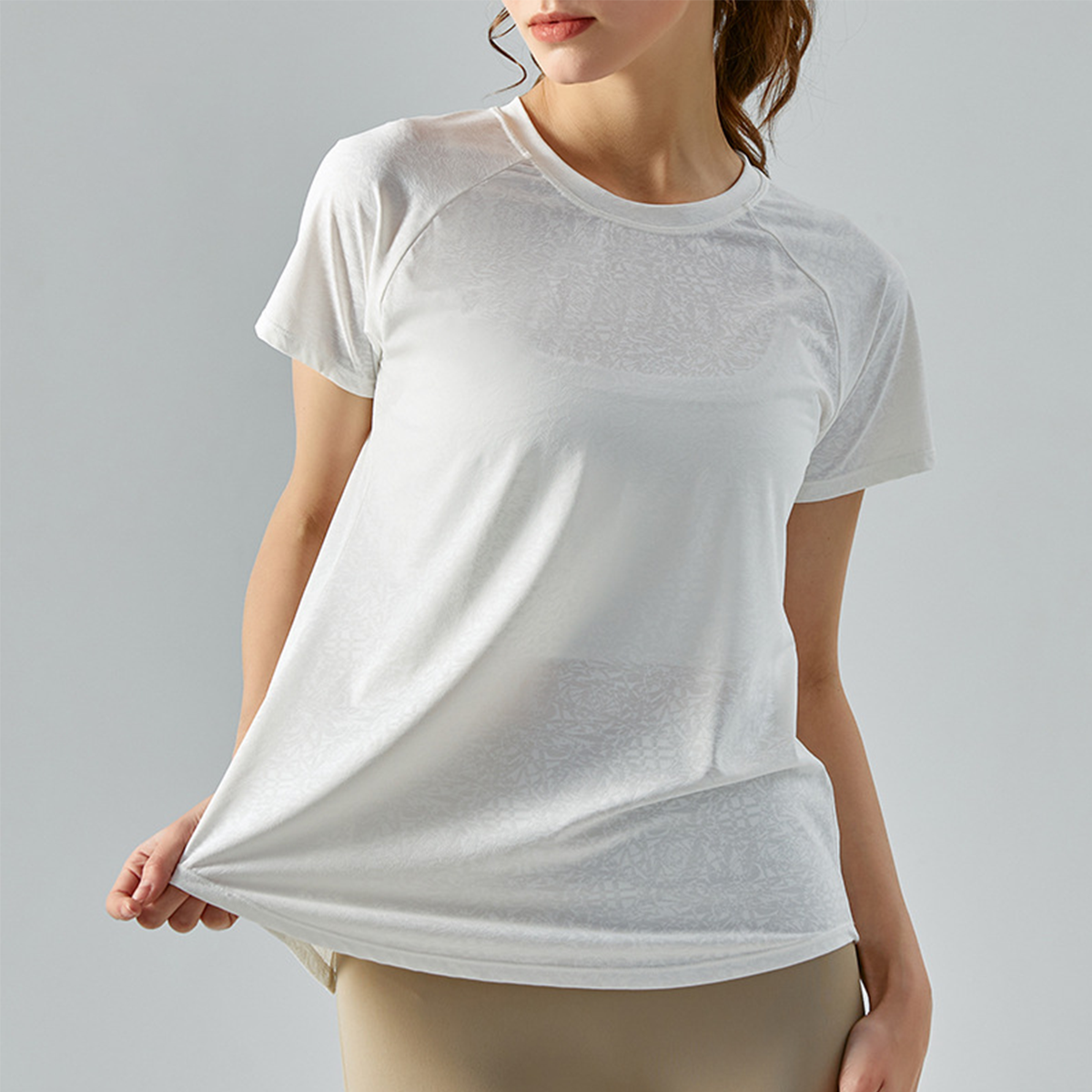  Slit Design Quick-drying Breathable Short-sleeved Yoga Top DST538 