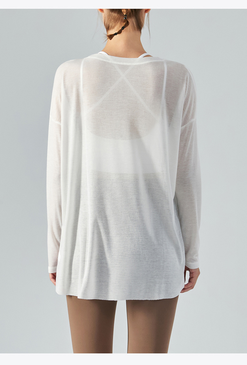 One-Side Split Long-Sleeve Lightweight Yoga Blouse DSL368