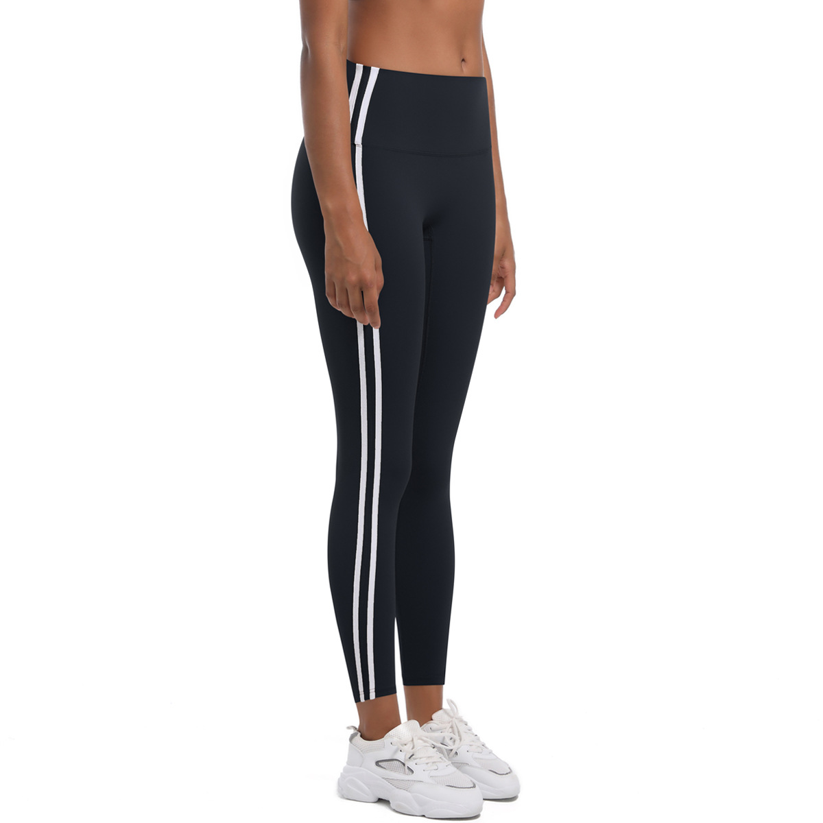 Striped Ankle-length Pants High-waisted Slimming Yoga Pants 6683