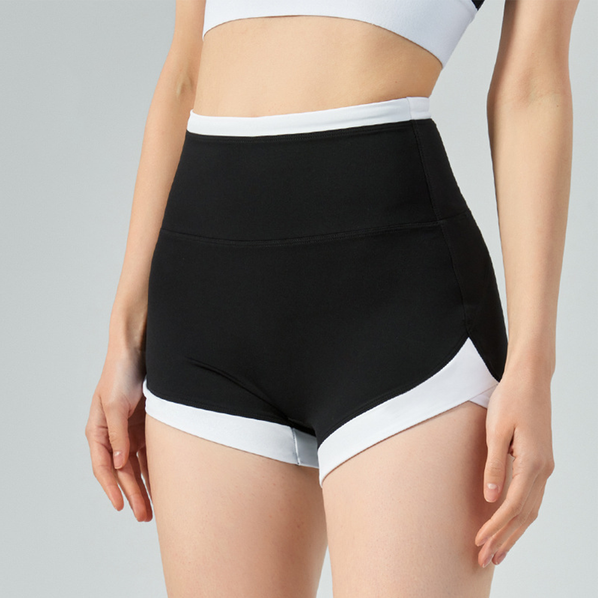 High-Waisted Tummy-Control  Contrast-Color Butt-Lifting Lines Yoga Shorts DSS556 