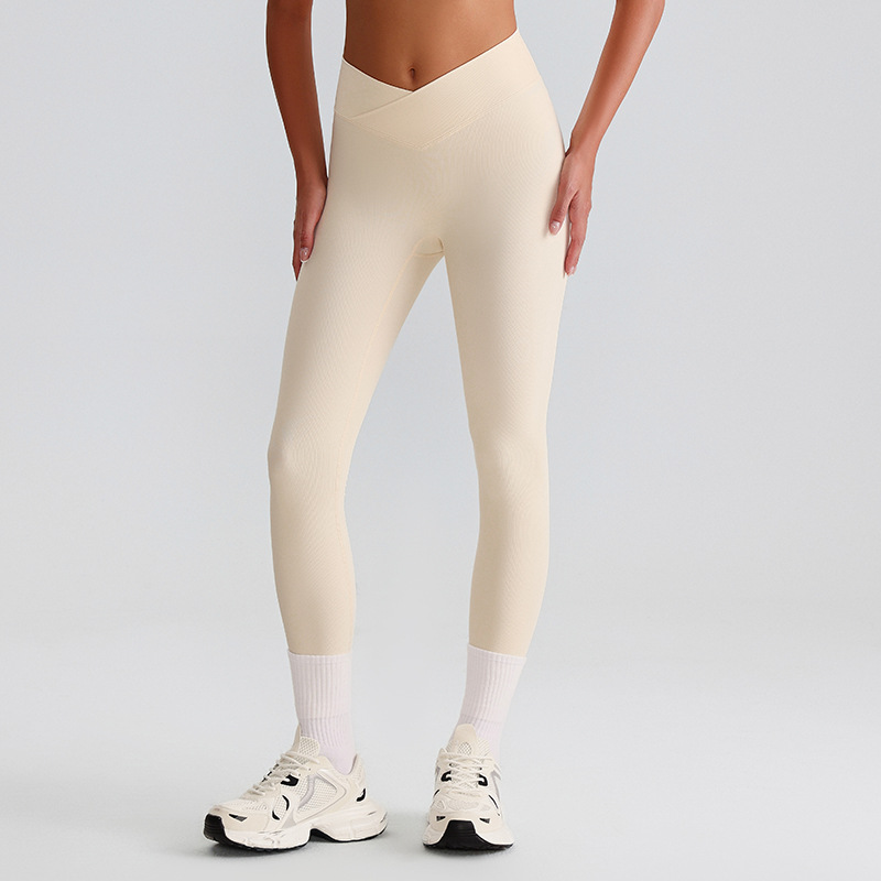 V - waist Ribbed Cross Leggings SKL-LQ6001