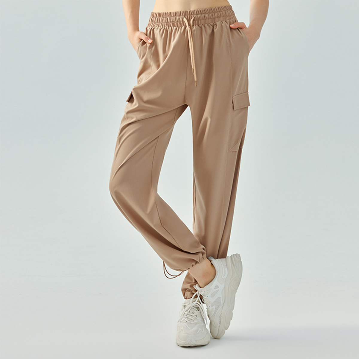 High-Waisted Drawstring Loose Sport Long Pants with Side Pockets DSP620 
