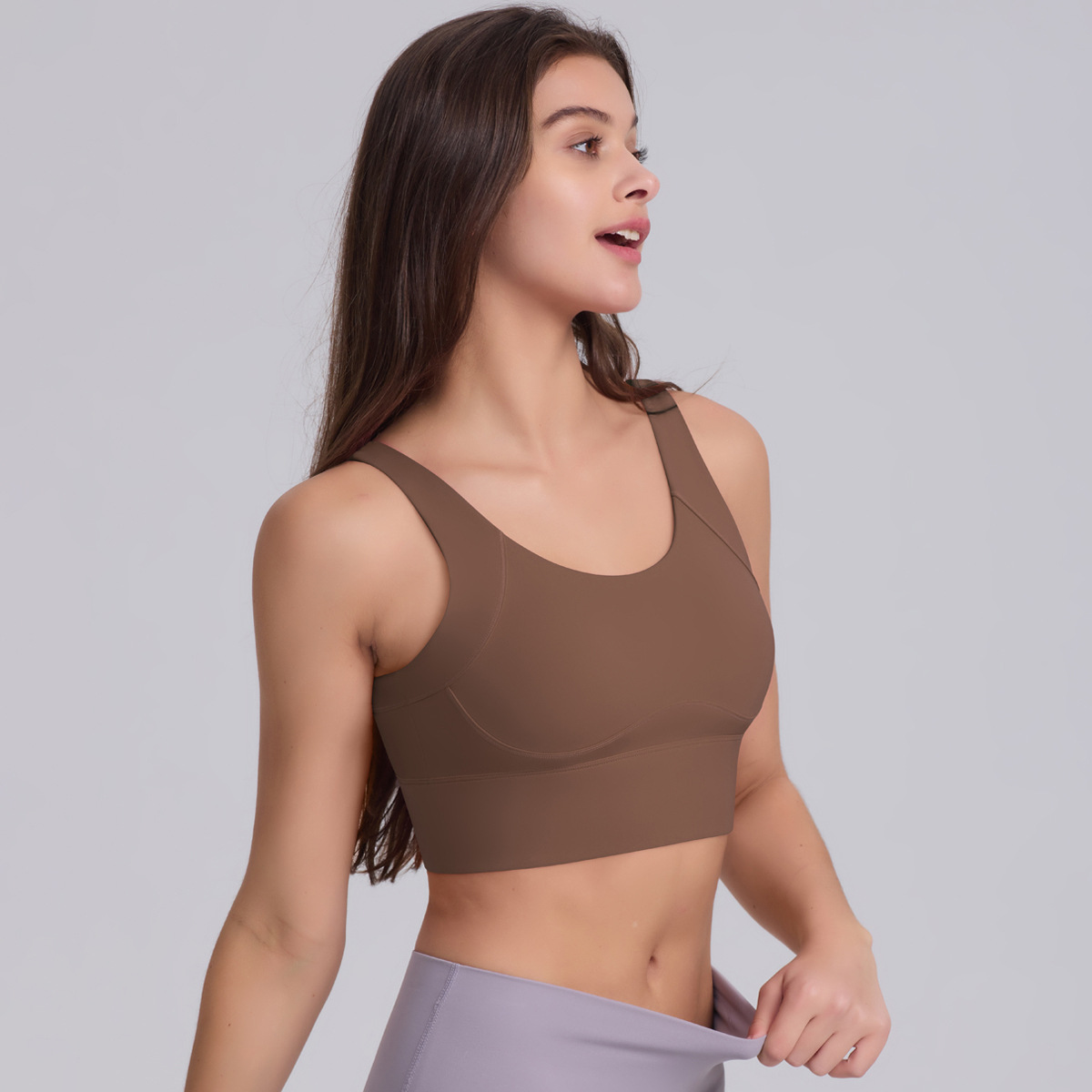 Solid-color Pilates Yoga Wear Buttoned Sports Vest 7069