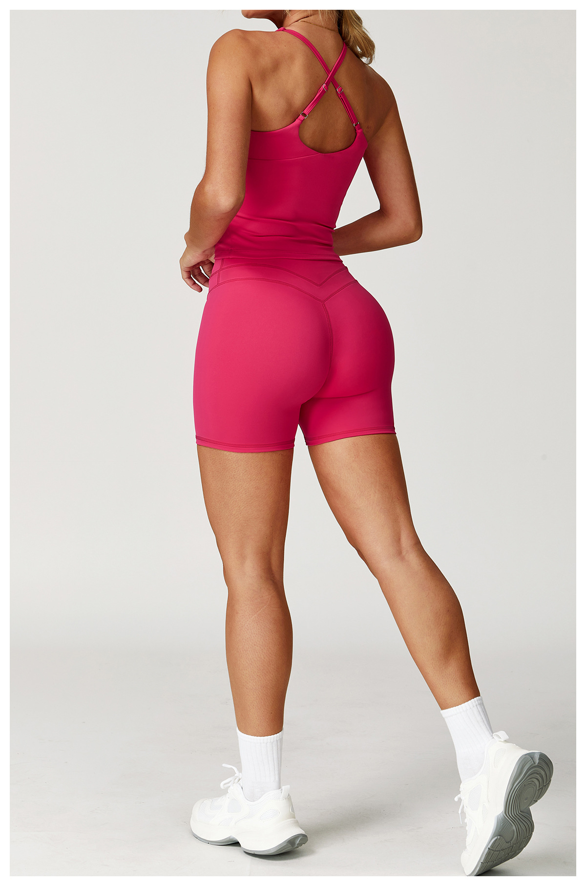 Backless Yoga Suit Women's Compression Sports Vest and Leggings Set for Gym 8863
