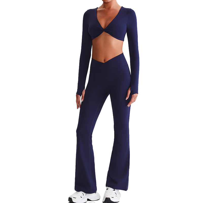 V - waist Cross Leggings And Long Sleeves Set SKL-LQ0719