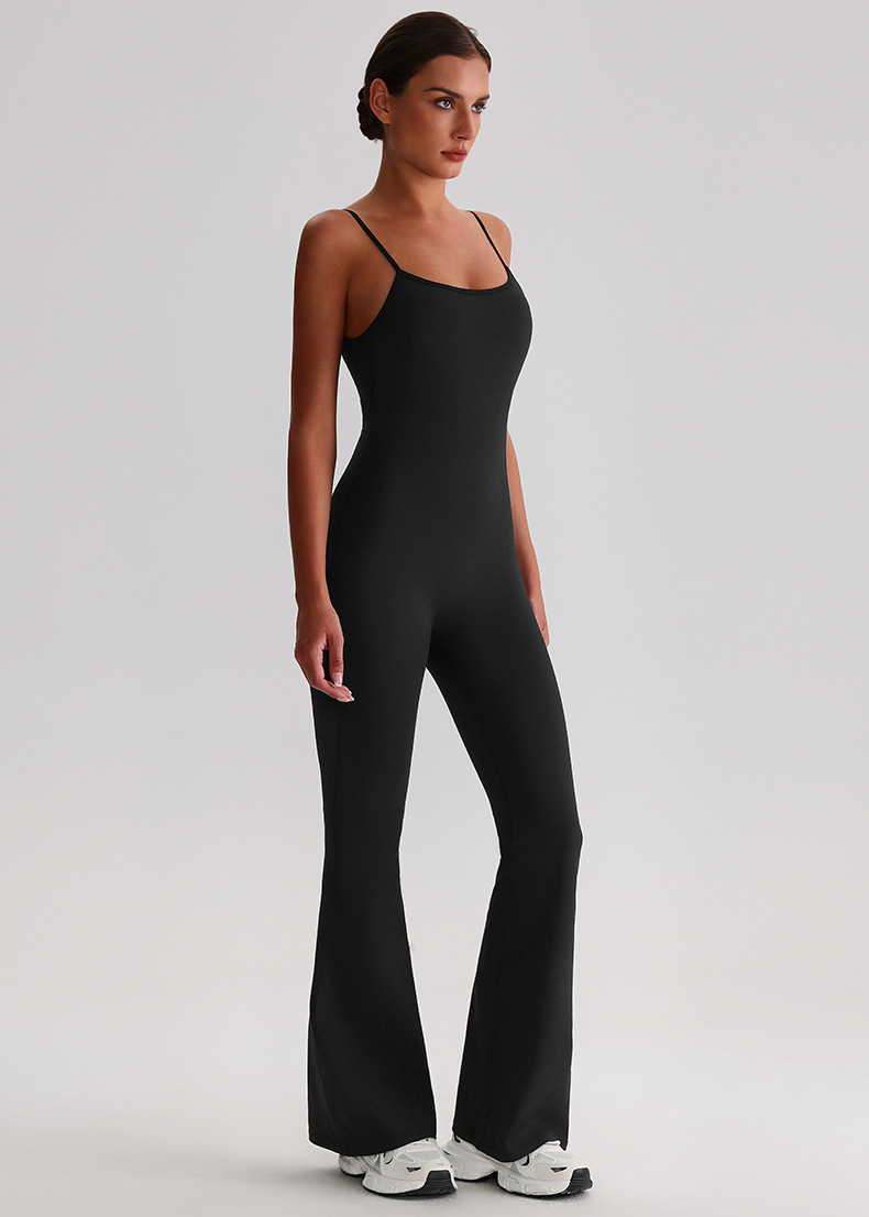 Adjustable Shoulder Strap Tight-fitting Yoga Jumpsuits With Pad SKL-LQ8031