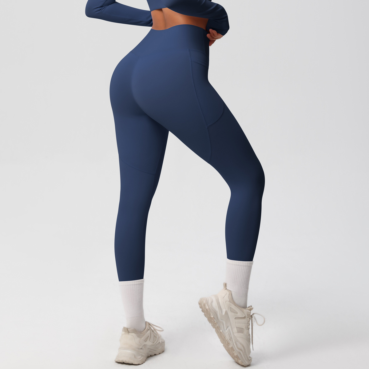 High-waisted Hip-lifting Quick-drying Long Pants with Pockets 7108