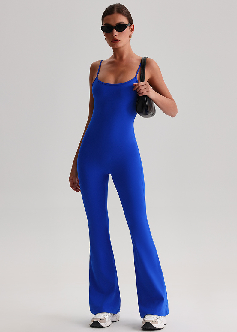 Adjustable Shoulder Strap Tight-fitting Yoga Jumpsuits With Pad SKL-LQ8031