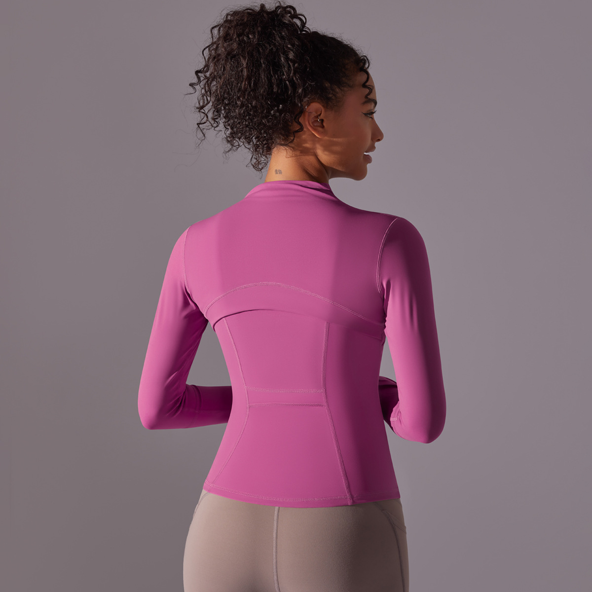 Zip-up Cardigan Slim-fit Long-sleeve Top Quick-drying Fitness Coat 7002