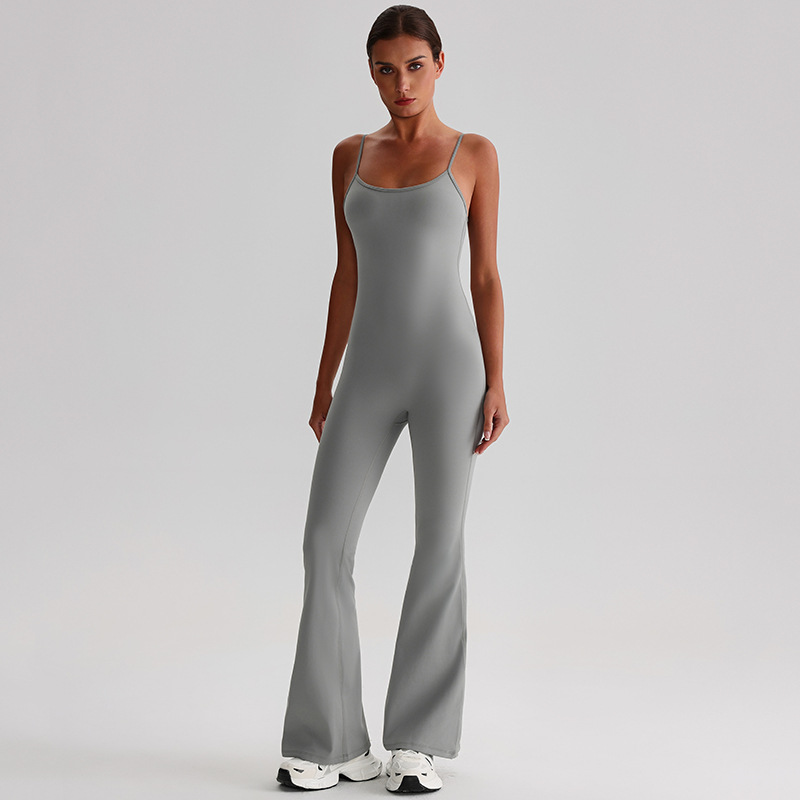 Adjustable Shoulder Strap Tight-fitting Yoga Jumpsuits With Pad SKL-LQ8031
