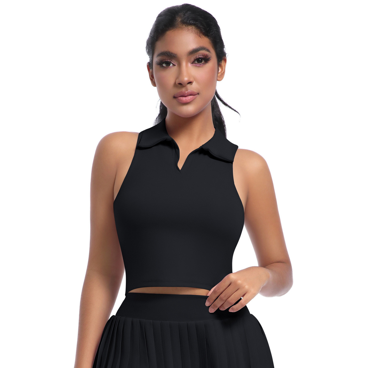 Polo-style Turn-down Collar Fitted Sports Vest 7084