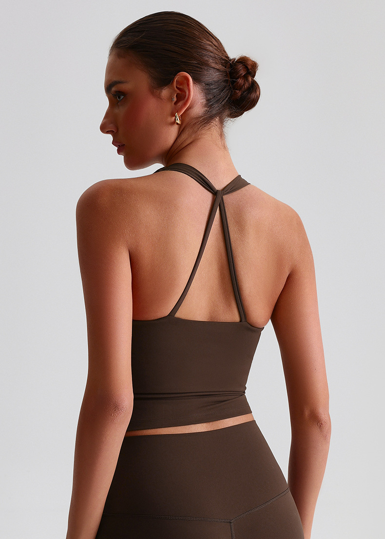 Halter - Neck Pleated Yoga Bra  With Pad SKL-LQ2158