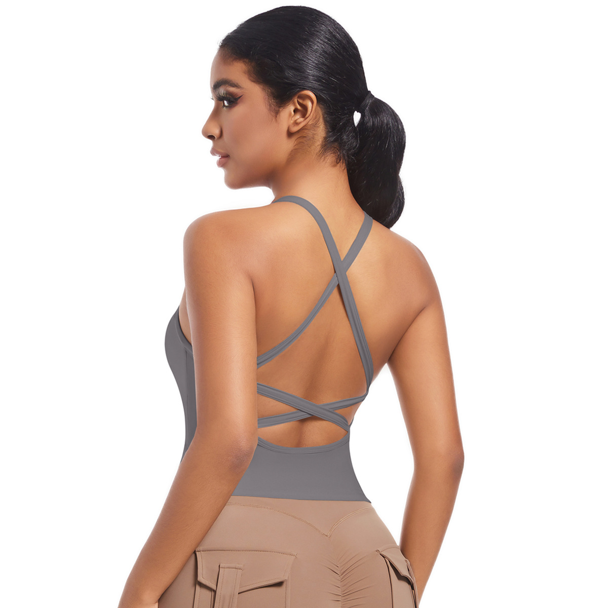 Cross Spaghetti-strap Fitness Vest for Women 7074