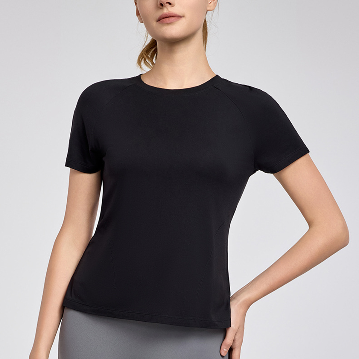 Solid Color Loose Breathable Yoga Short Sleeve  DWY115424