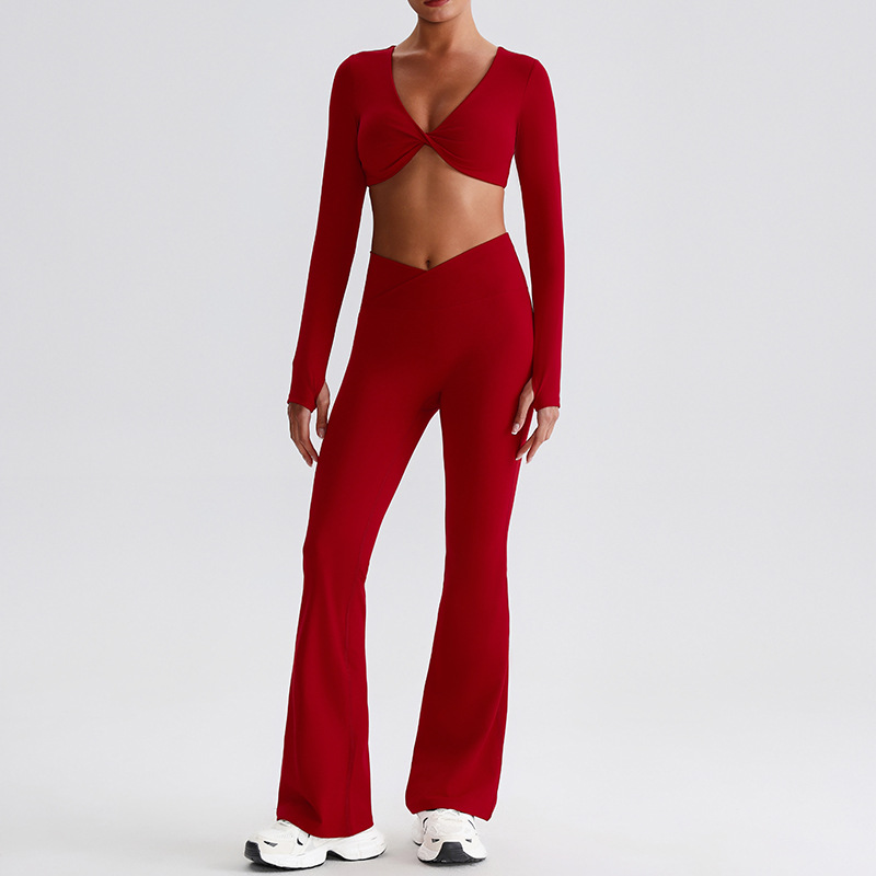 V - waist Cross Leggings And Long Sleeves Set SKL-LQ0719
