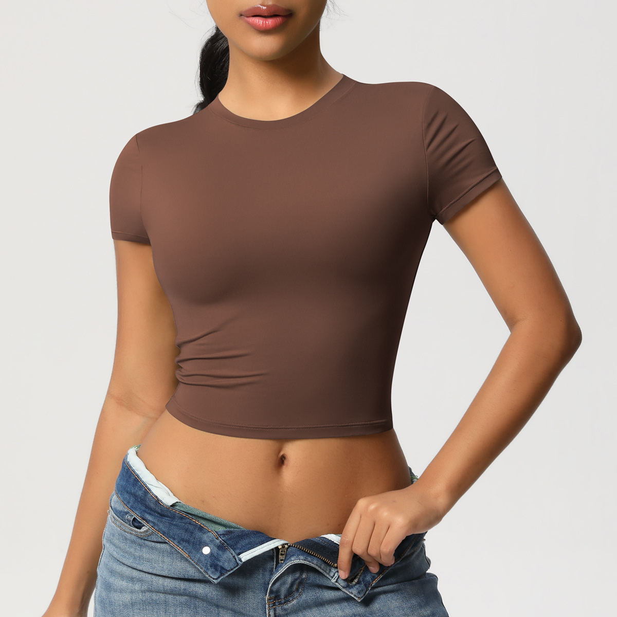 All-match Fitted Short-sleeve Yoga Wear 7088