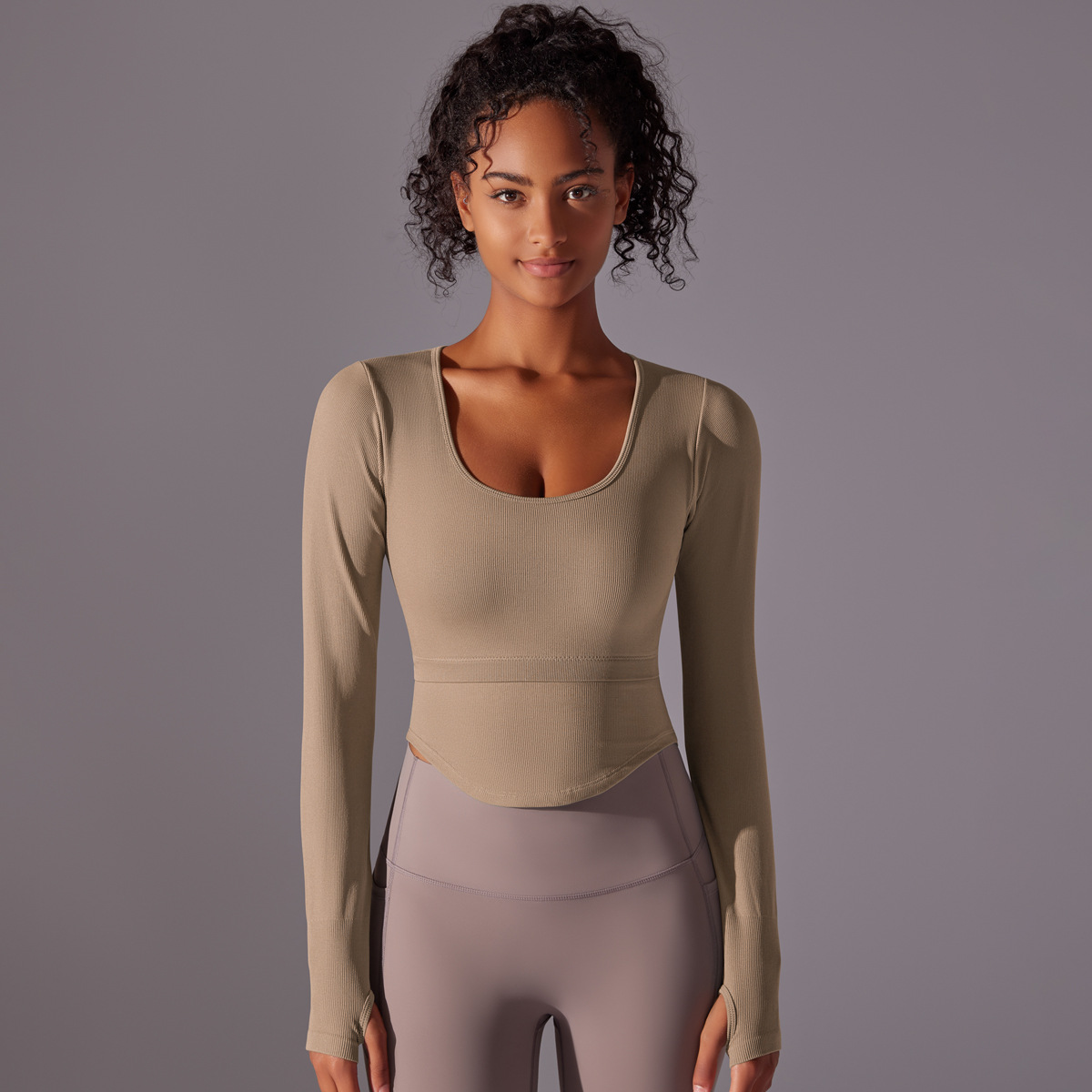 Yoga Suit with Built-in Chest Pads Integrated Cup Fitness Top  6636