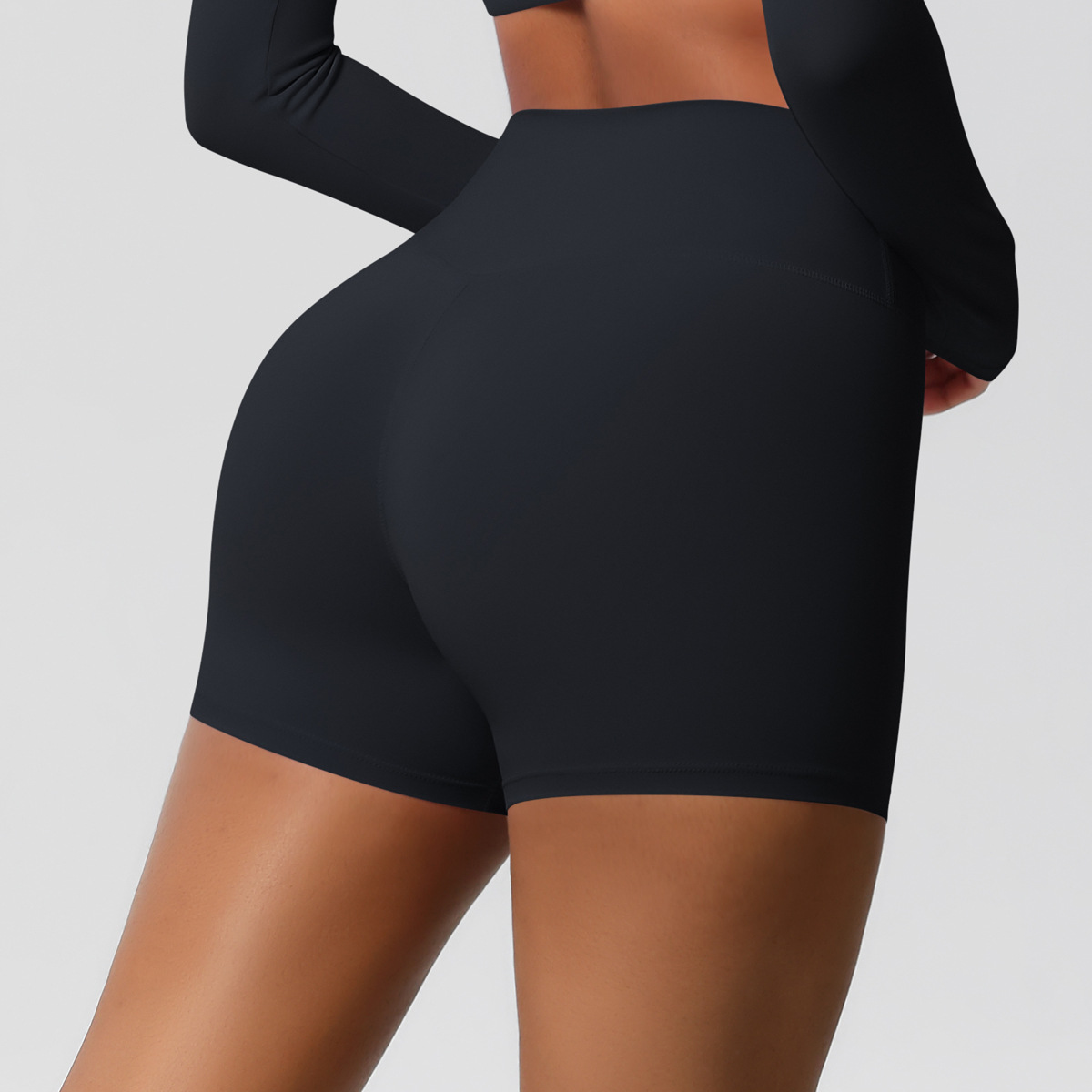 High-waisted Abdominal-control Naked-feeling Yoga Shorts  7101