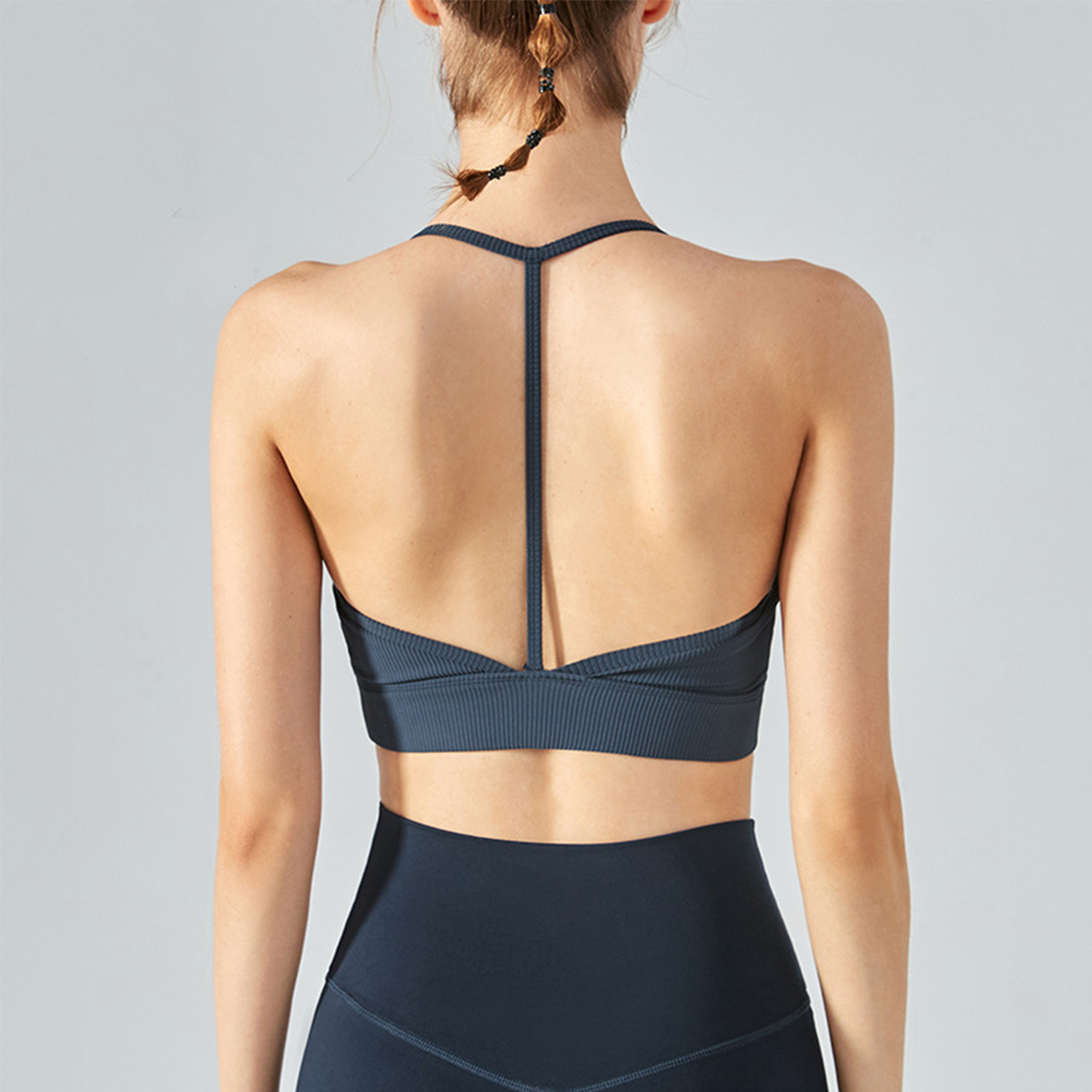  T-shaped Back-buckle Sports Bra with Neck Strap DSB364 