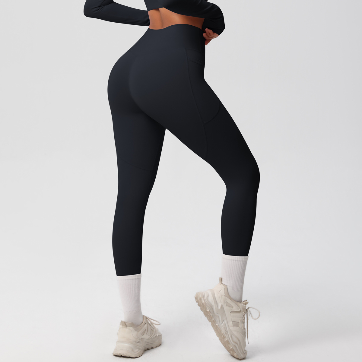 High-waisted Hip-lifting Quick-drying Long Pants with Pockets 7108