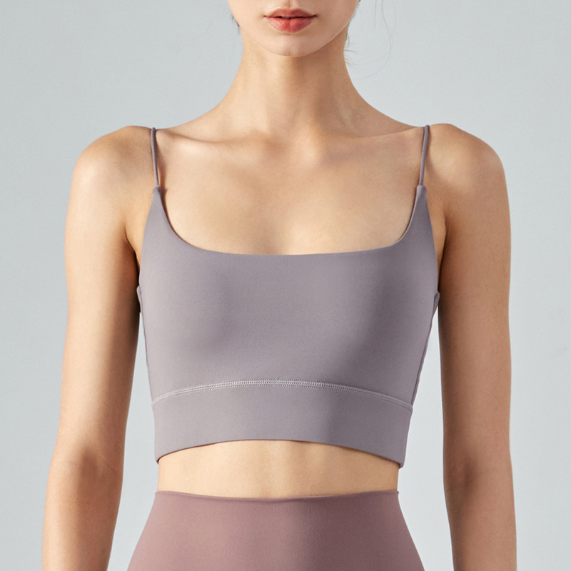  Fine Shoulder Strap with Padded Cups Yoga Sports Bra DS72 