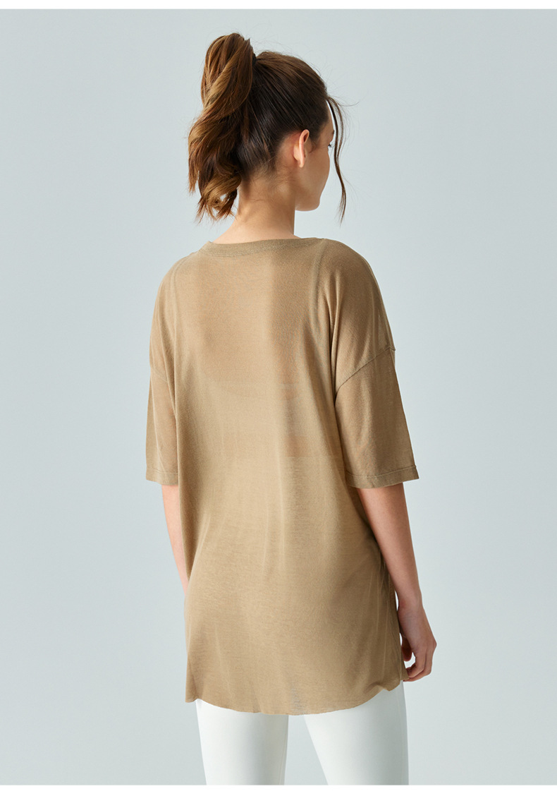 Lightweight Slightly Sheer Single-Side Slit Yoga Cover-Up DST616
