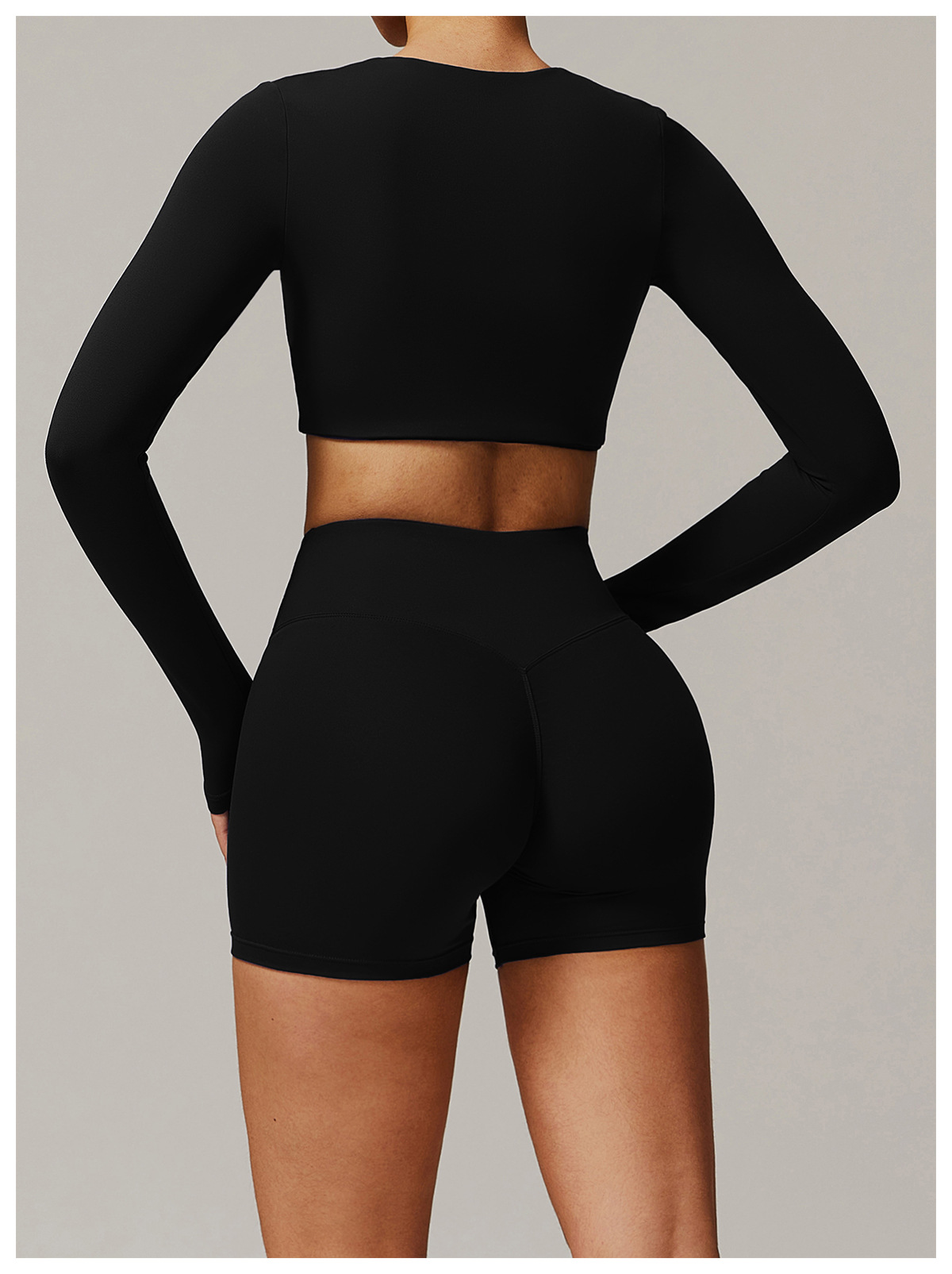 Soft Fabric Classic Long Sleeves Yoga Crop Yoga Top 9172