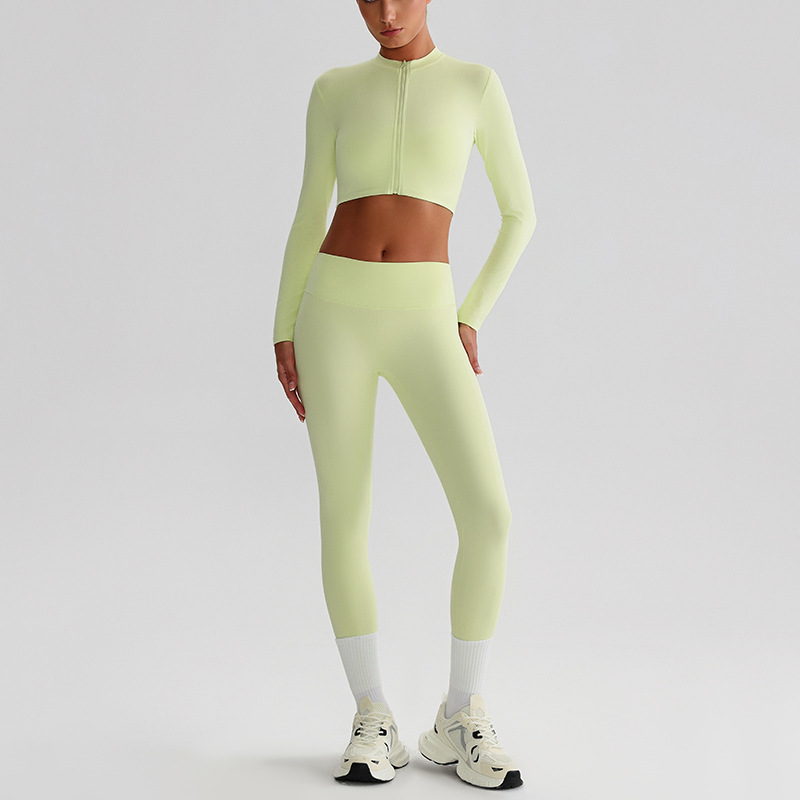 Flare Leggings And Knot Long - Sleeve Yoga Bra Set SKL-LQ0122