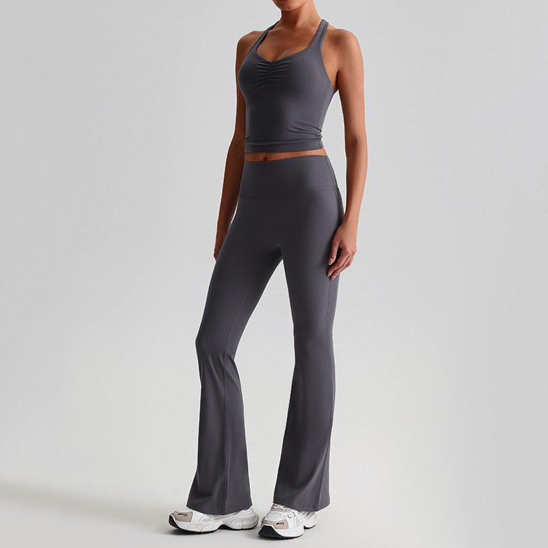  High-waisted Tight-fitting Nude Wide-leg Leggings And Beautiful Back Yoga Wear SKL-LQ8958
