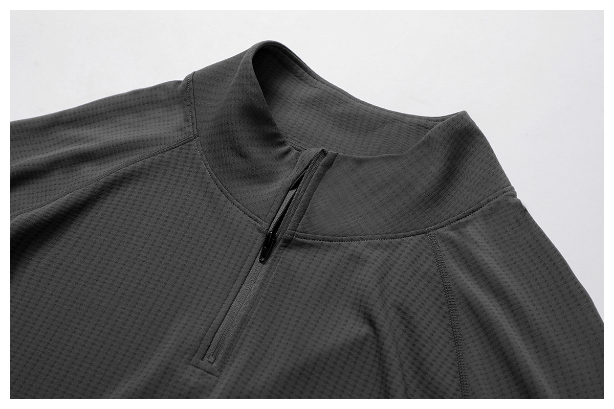 Slim Fit Men's Seamless Long Sleeve Tops with Zipper 1058-1