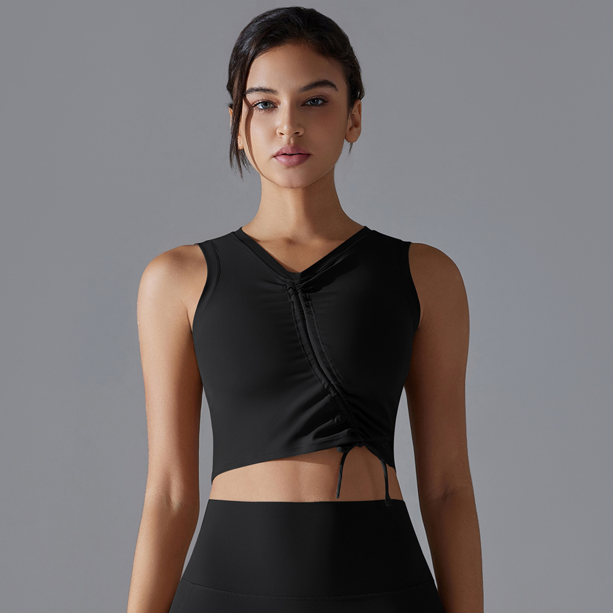Drawstring Yoga Sleeveless Sports Vest 7011