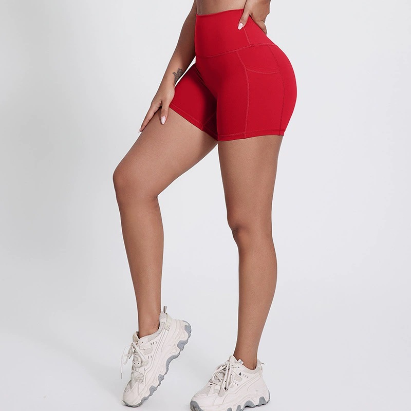 Women Three-inch Pocket Pants High-waisted Hip-lifting Outside Sports Pants SKL-LQ5025