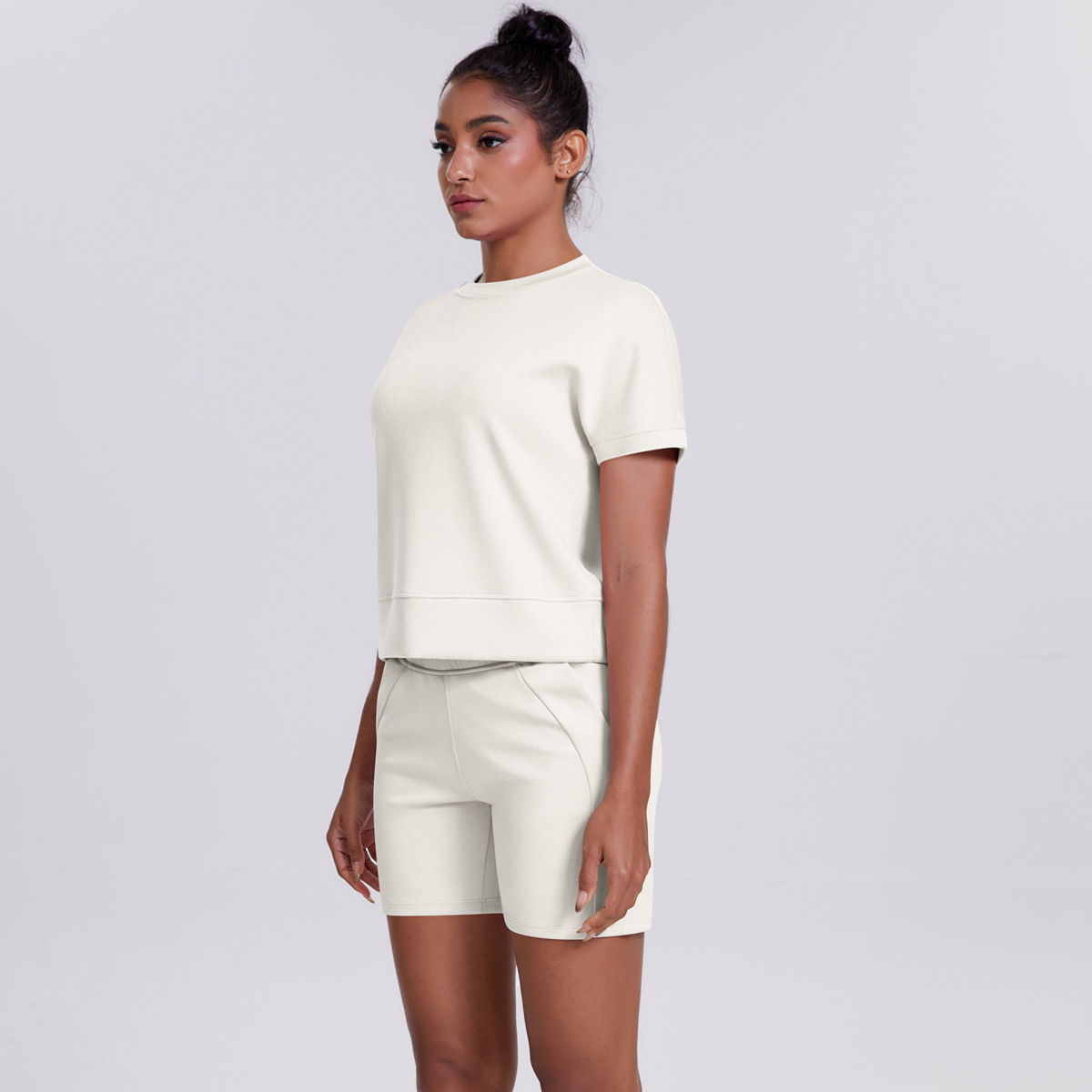  Round-Neck Sports Short-Sleeve Fitness Yoga Wear Set T25B2071