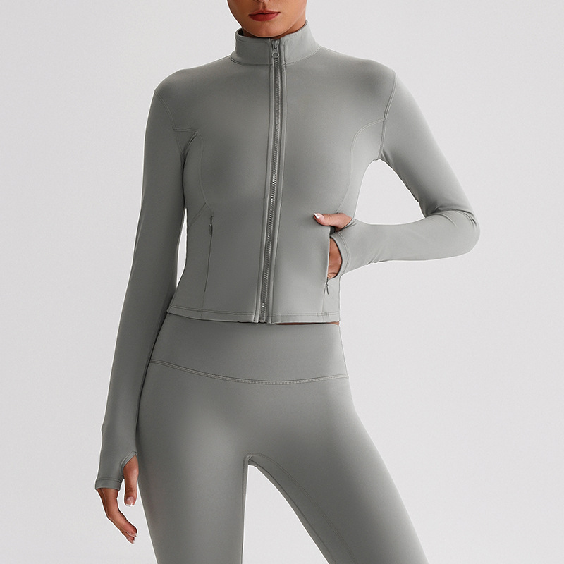 Zipper Outdoor Running  Sports Yoga Jacket Long-sleeved Coat SKL-LQ8018