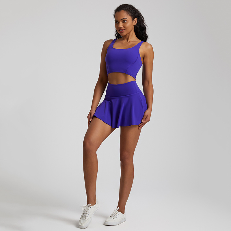 Sports Tennis Skirt Prevent Exposure Nude Yoga Short Skirt Set SKL-LQ7731