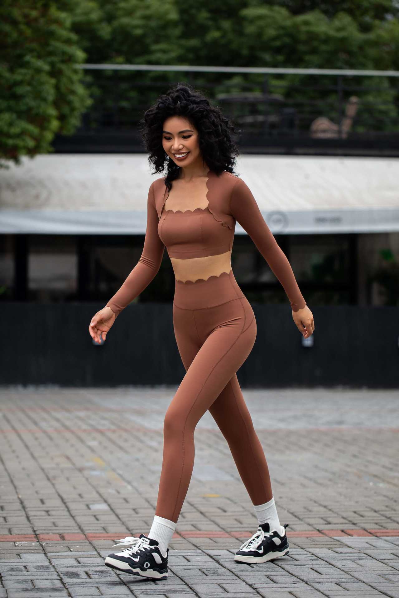 Yoga Wear Long-Sleeved Sports Top Sports Set Two-Piece Set For Women SKL-FNK8810
