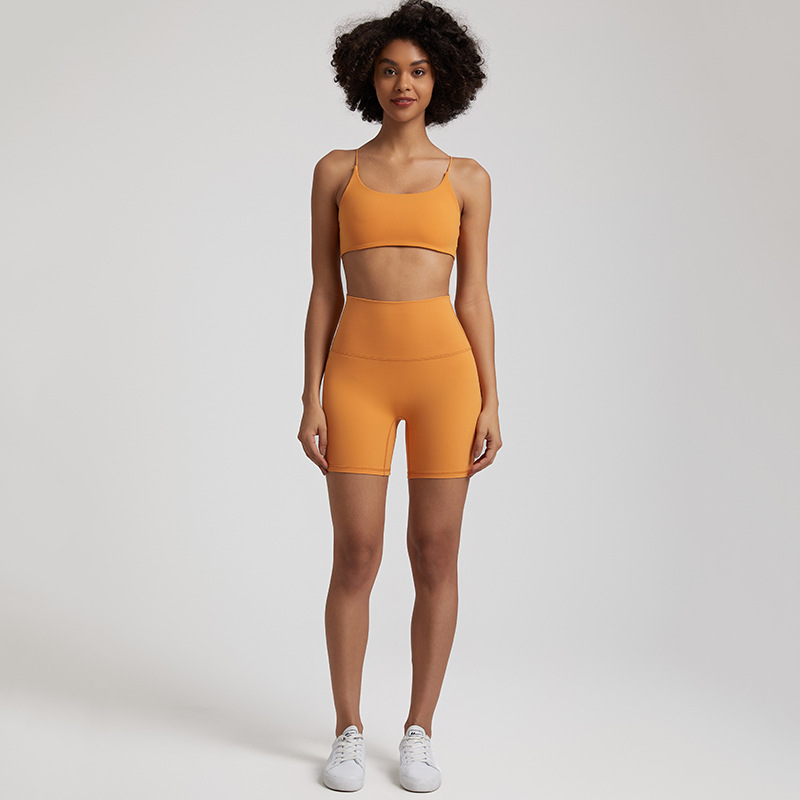 Cross Back Bra Breathable Compression Shorts Yoga Wear Set SKL-LQ7359