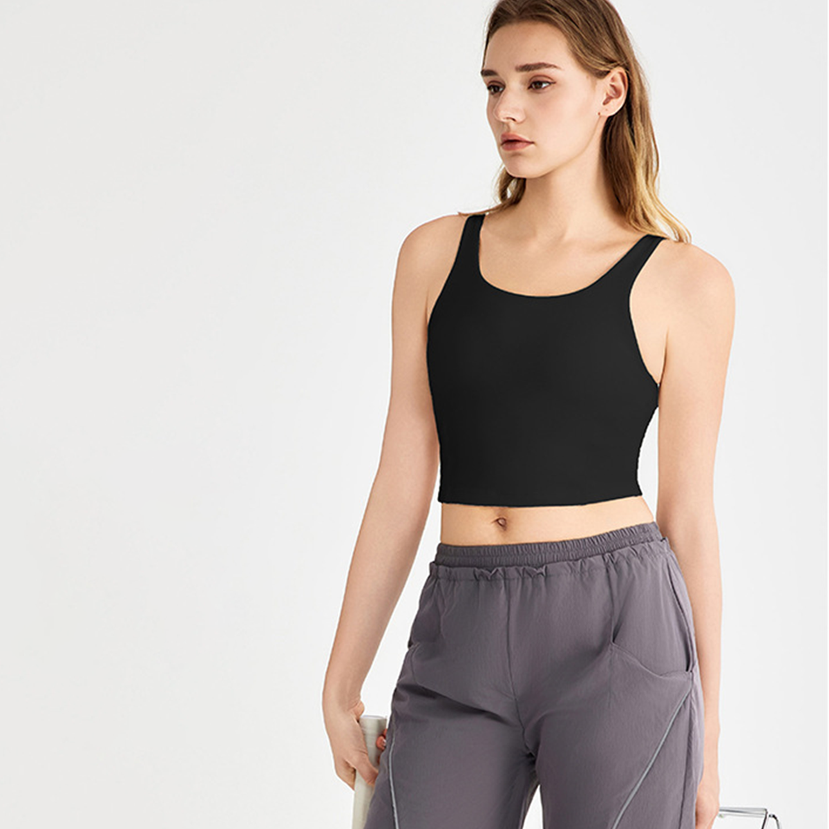 Backless Cutout Yoga Vest with Built-in Breast Pads DWB115423