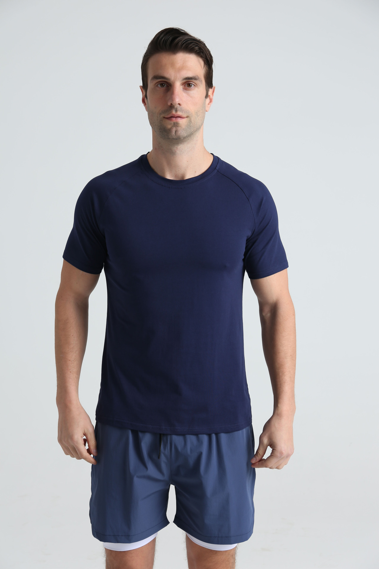Men's Crew Neck Solid - Color Sporty T-Shirts 22-TX07