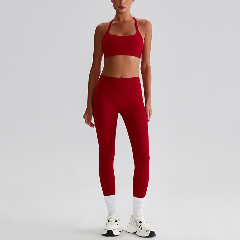Solid-color Bras Breathable Tight Yoga Suit Set SKL-LQ0120